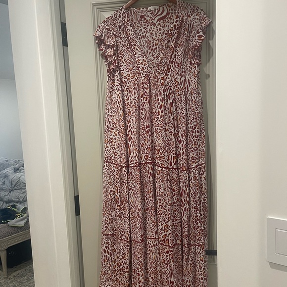 Poupette St Barths animal print short sleeve maxi dress - Picture 2 of 3